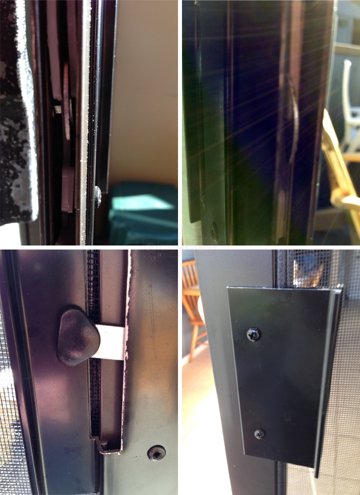 User submitted photos of patio door hardware.