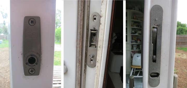 User submitted photos of patio door hardware.