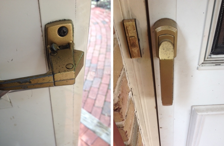 User submitted photos of storm door hardware.