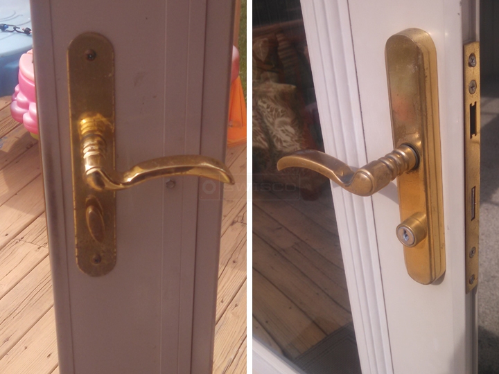 User submitted photos of storm door handles.
