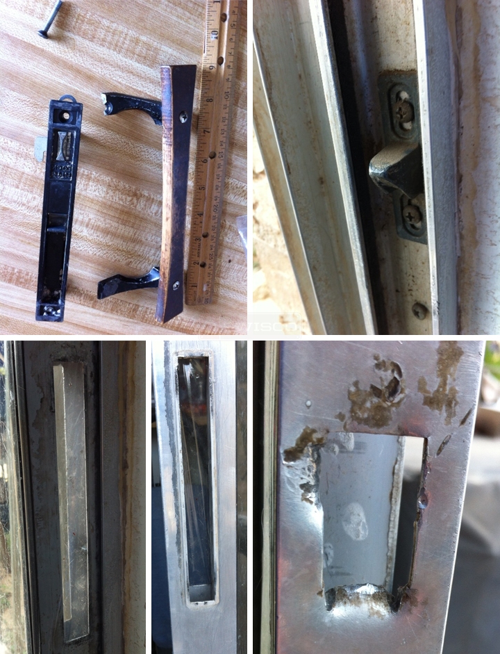 User submitted photos of patio door hardware.