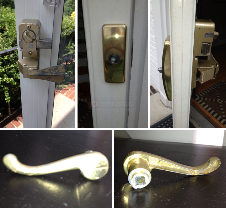 User submitted photos of storm door hardware.