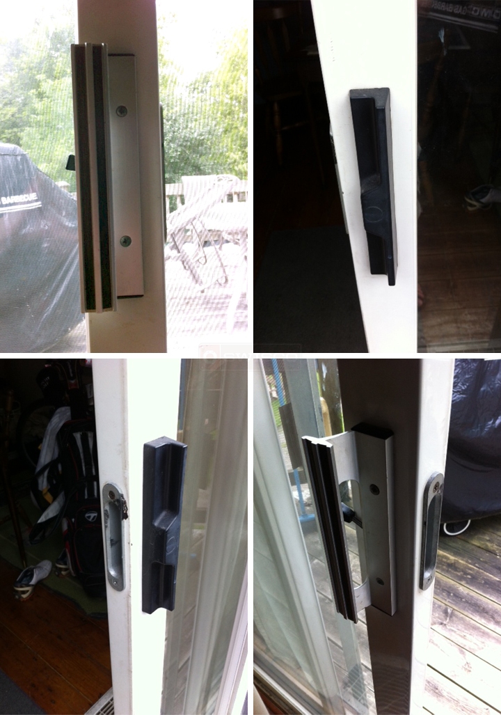 User submitted photos of patio door handles.