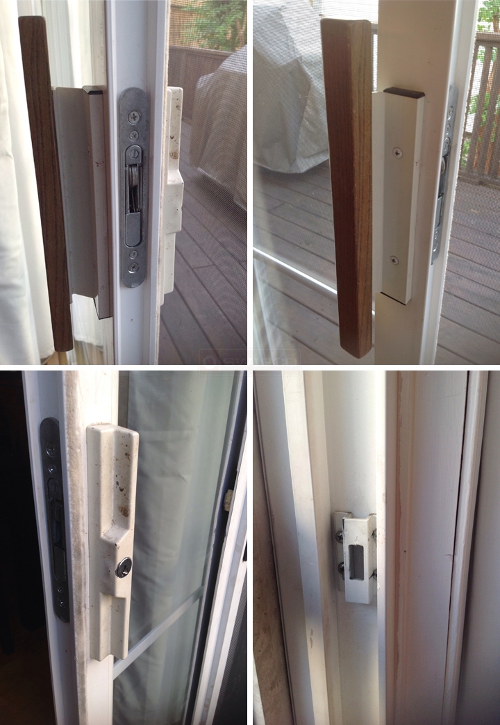 User submitted photos of patio door hardware.