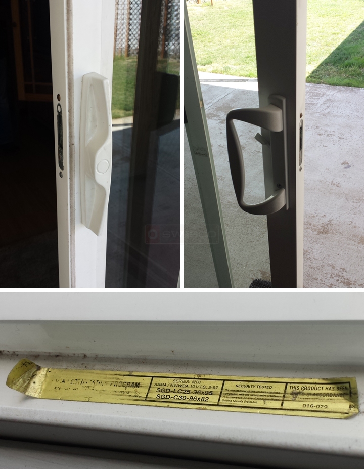 User submitted photos of patio door handles.