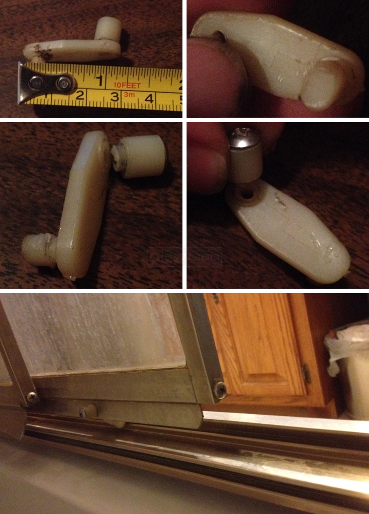 User submitted photos of shower door hardware.