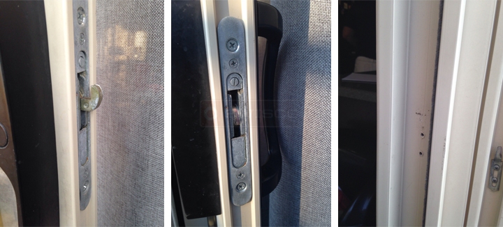 User submitted photos of patio door hardware.