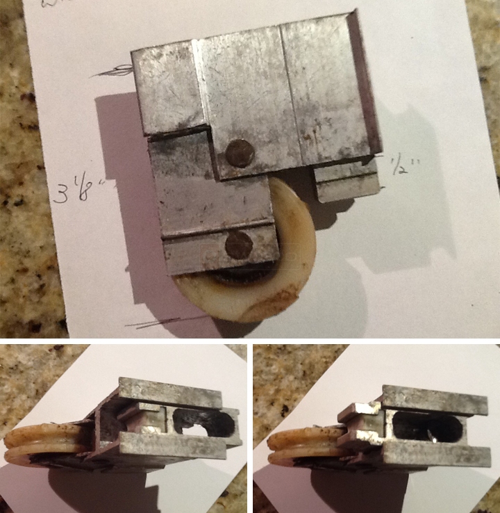 User submitted photos of a patio door roller.