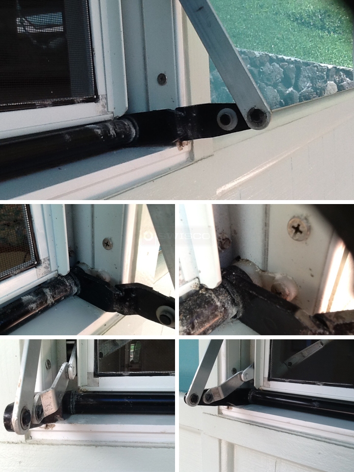 User submitted photos of awning window hardware.