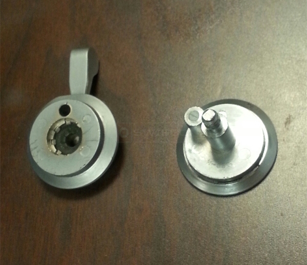 User submitted a photo of lavatory partition hardware.