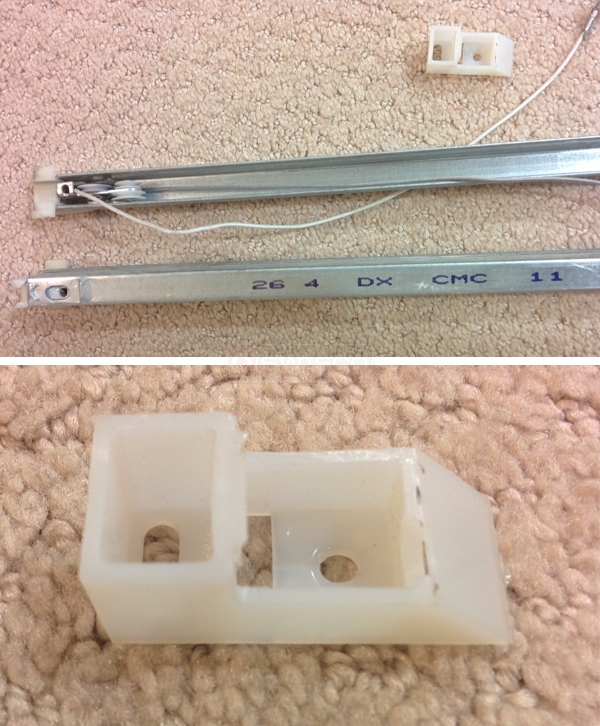 User submitted photos of a window balance & top sash guide.