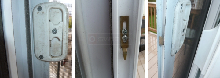 User submitted photos of patio door hardware.