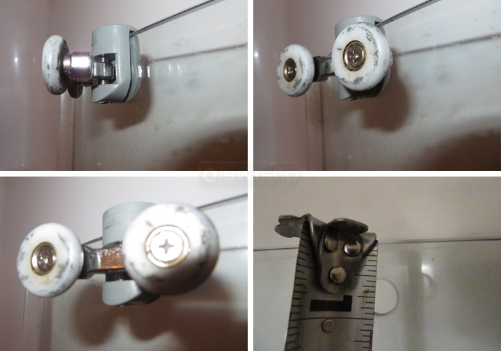 User submitted photos of shower door rollers.