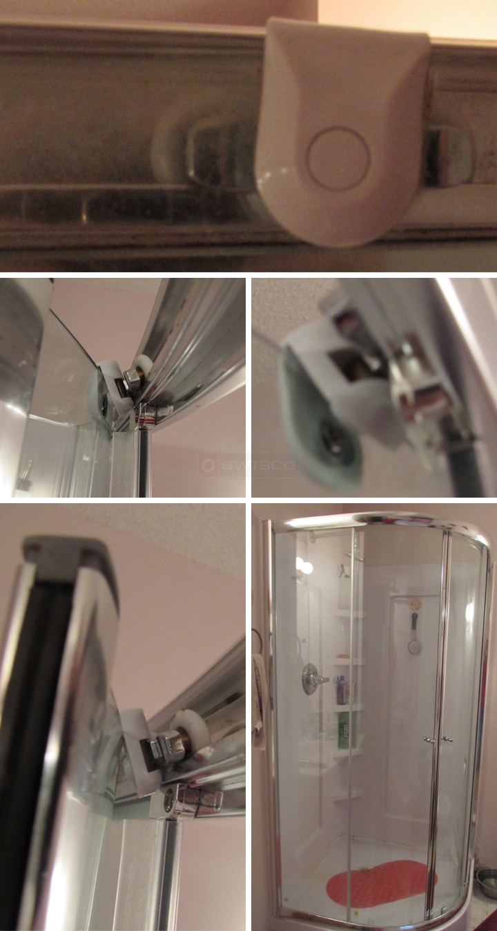 User submitted photos of shower door hardware.