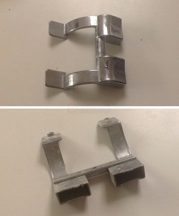 User submitted photos of shower door hardware.