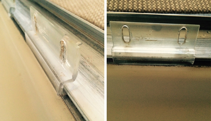 User submitted photos of shower door hardware.