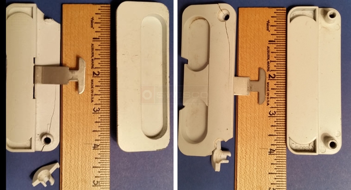 User submitted photos of patio door hardware.