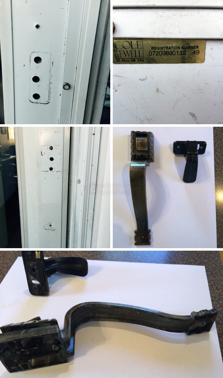 User submitted photos of storm door hardware.