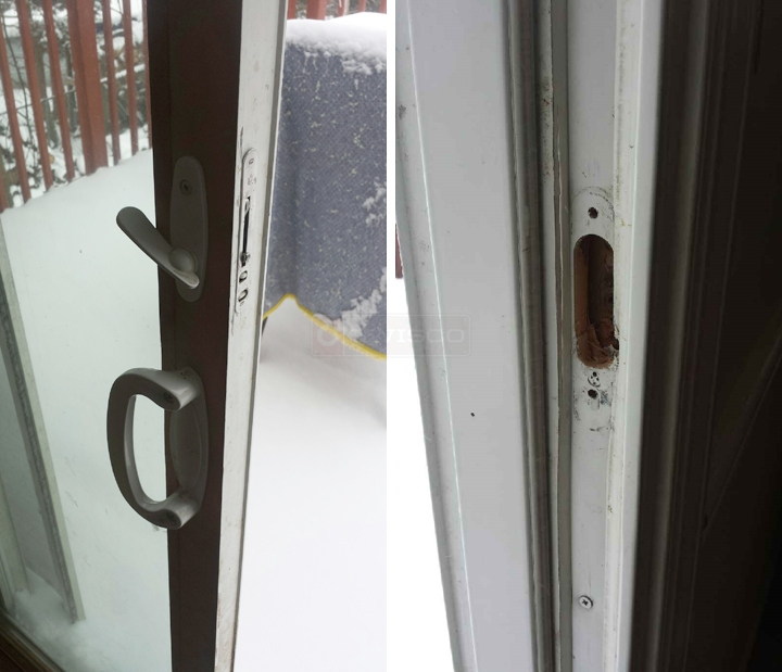 User submitted photos of patio door hardware.