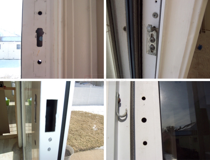 User submitted photos of patio door hardware.