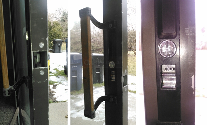 User submitted photos of patio door hardware.