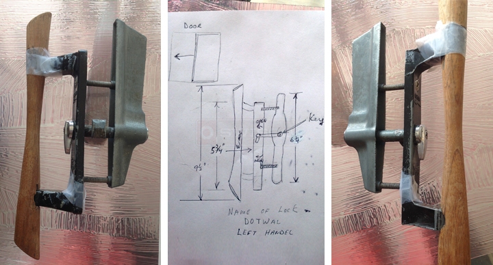 User submitted photos of a patio door handle set.
