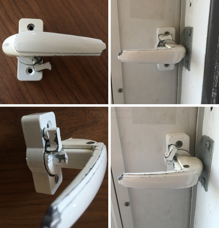 User submitted photos of a storm door handle.