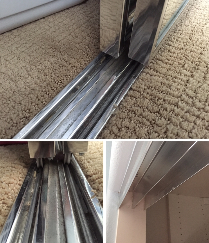 User submitted photos of closet door hardware.