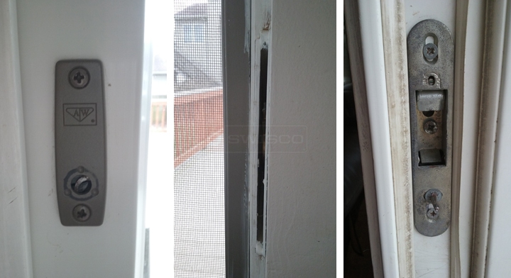 User submitted photos of patio door hardware.