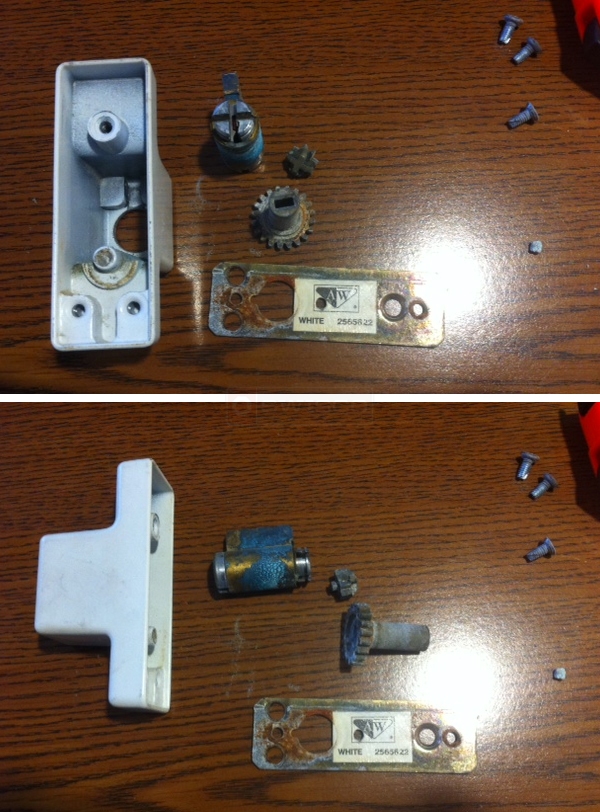 User submitted photos of a patio door lock.