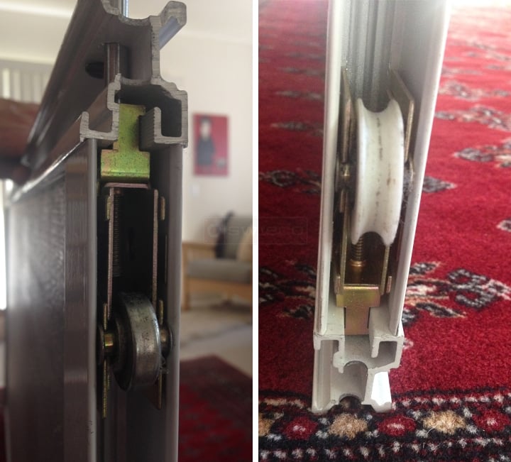 User submitted photos of mirror closet door rollers.