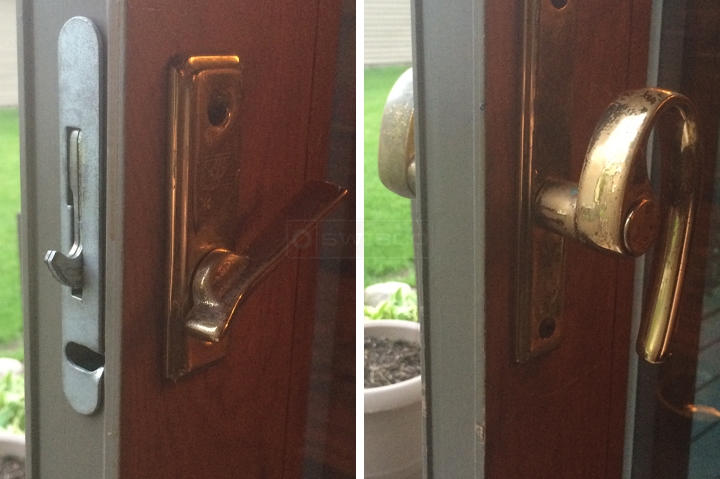 User submitted photos of patio door hardware.