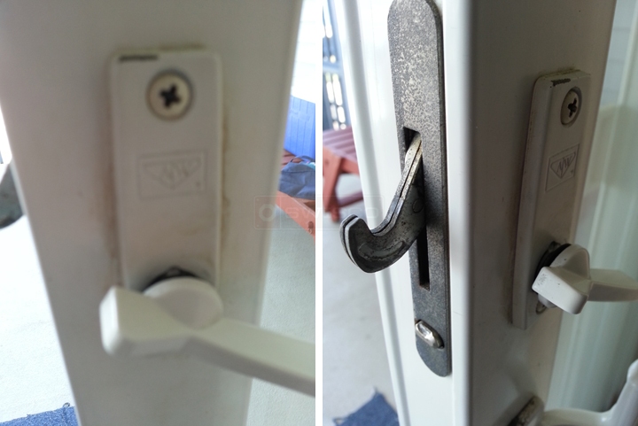 User submitted photos of patio door hardware.