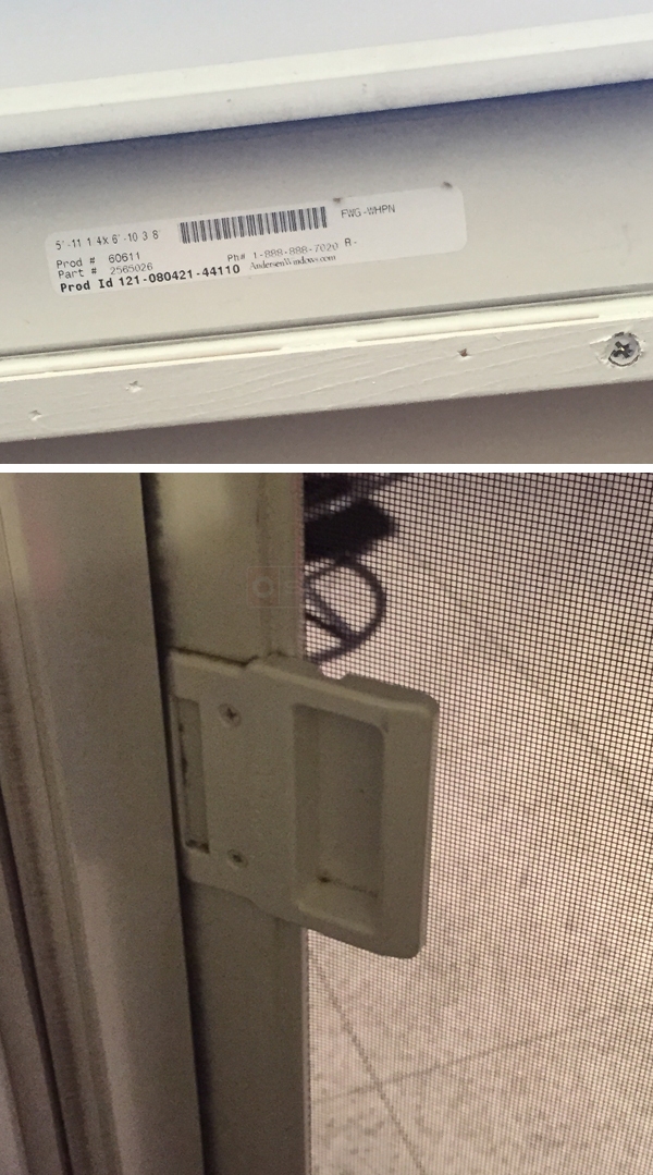 User submitted photos of patio door hardware.