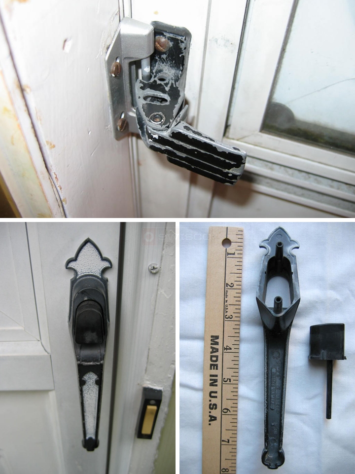 User submitted photos of a storm door handle set.