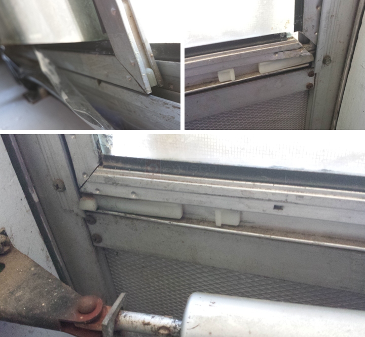 User submitted photos of storm door hardware.