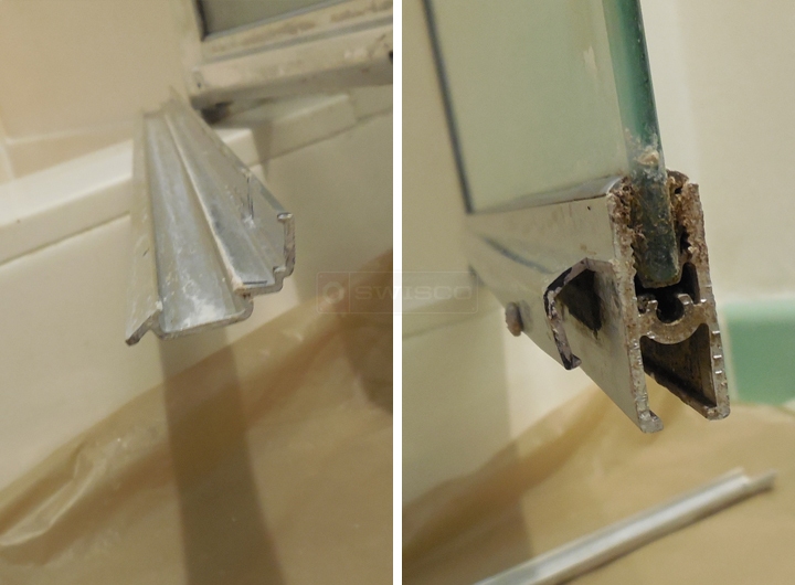 User submitted photos of shower door hardware.