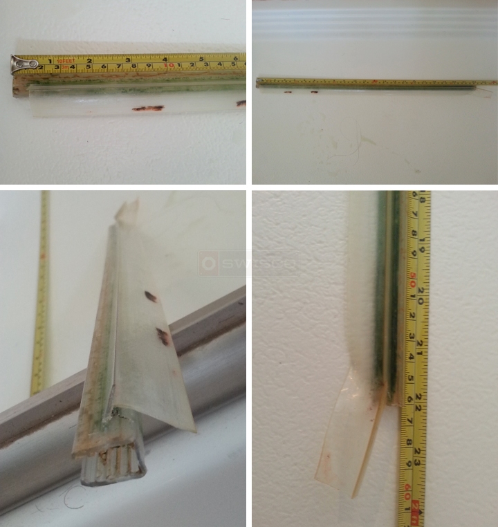 User submitted photos of a shower door sweep.