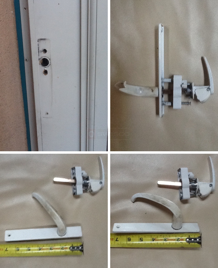 User submitted photos of a storm door handle set.