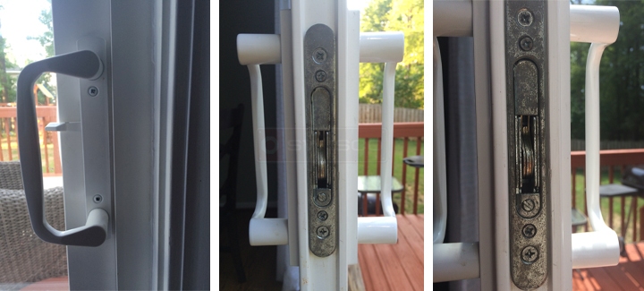 User submitted photos of patio door hardware.