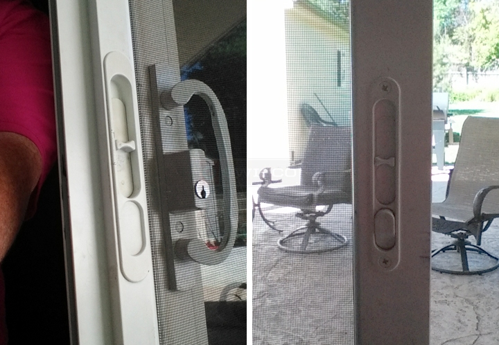 User submitted photos of patio door hardware.