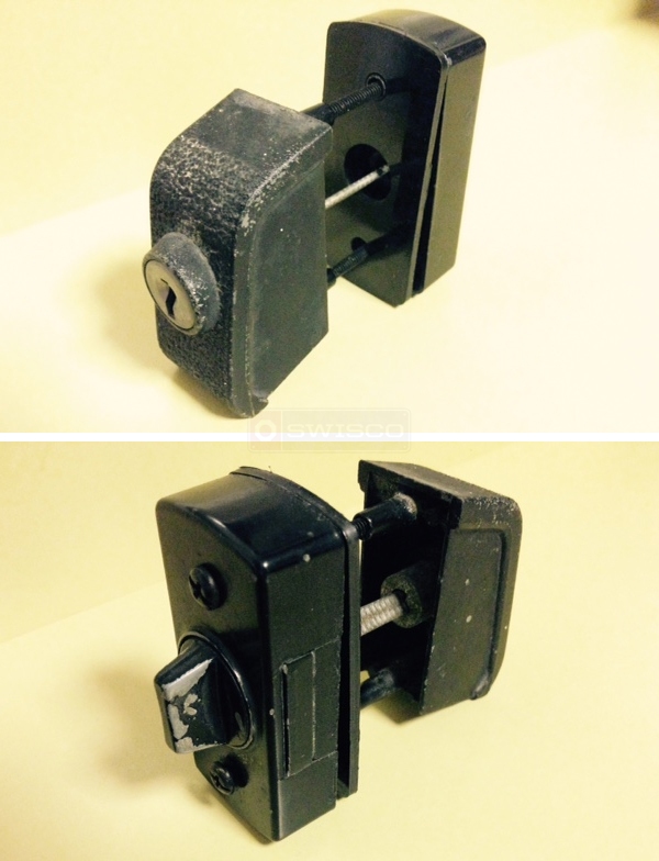 User submitted photos of a storm door lock.