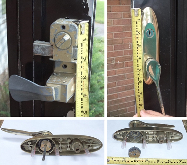 User submitted photos of storm door hardware.