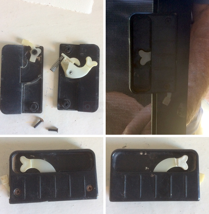 User submitted photos of a screen door latch.