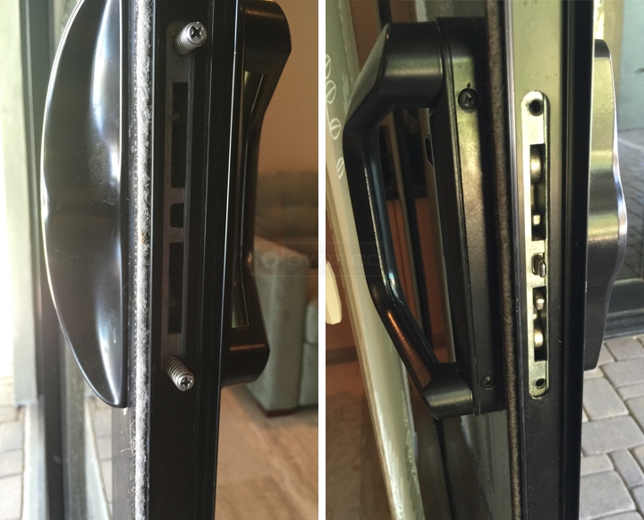 User submitted photos of patio door hardware.