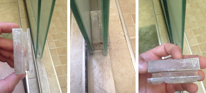 User submitted photos of shower door hardware.