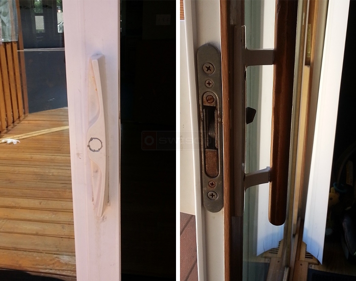 User submitted photos of patio door hardware.