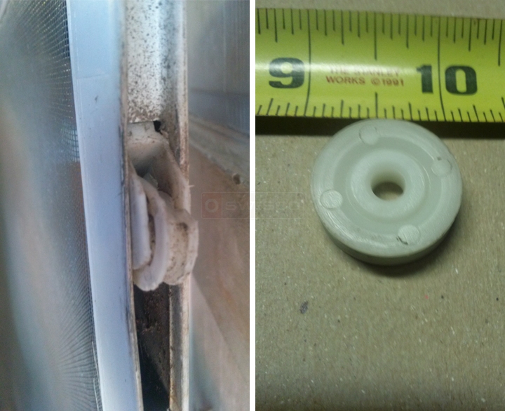 User submitted photos of a patio door roller.