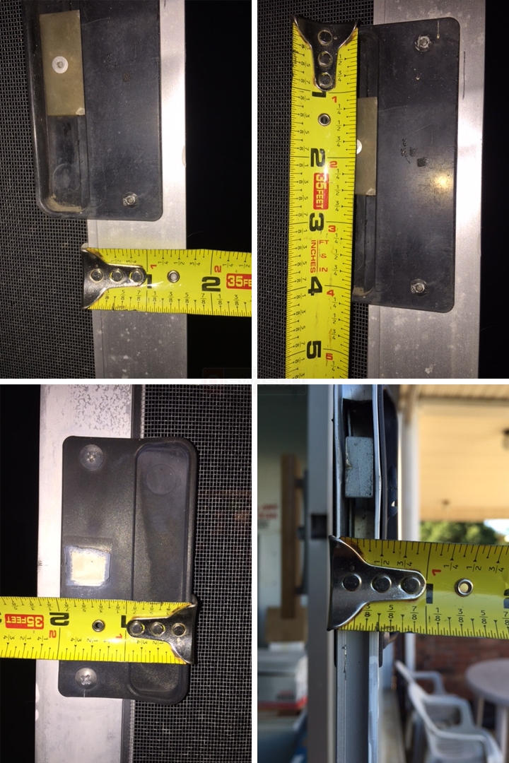 User submitted photos of patio screen door hardware.