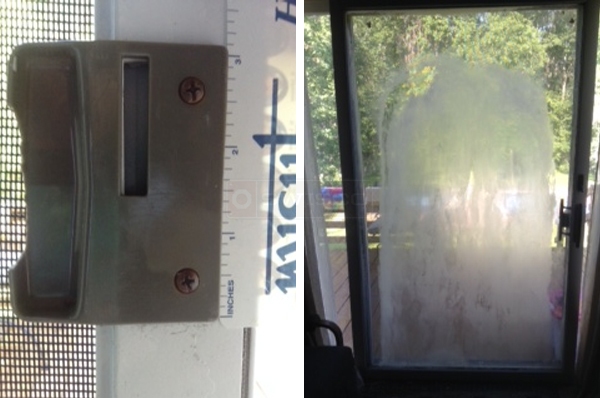 User submitted photos of patio door hardware.